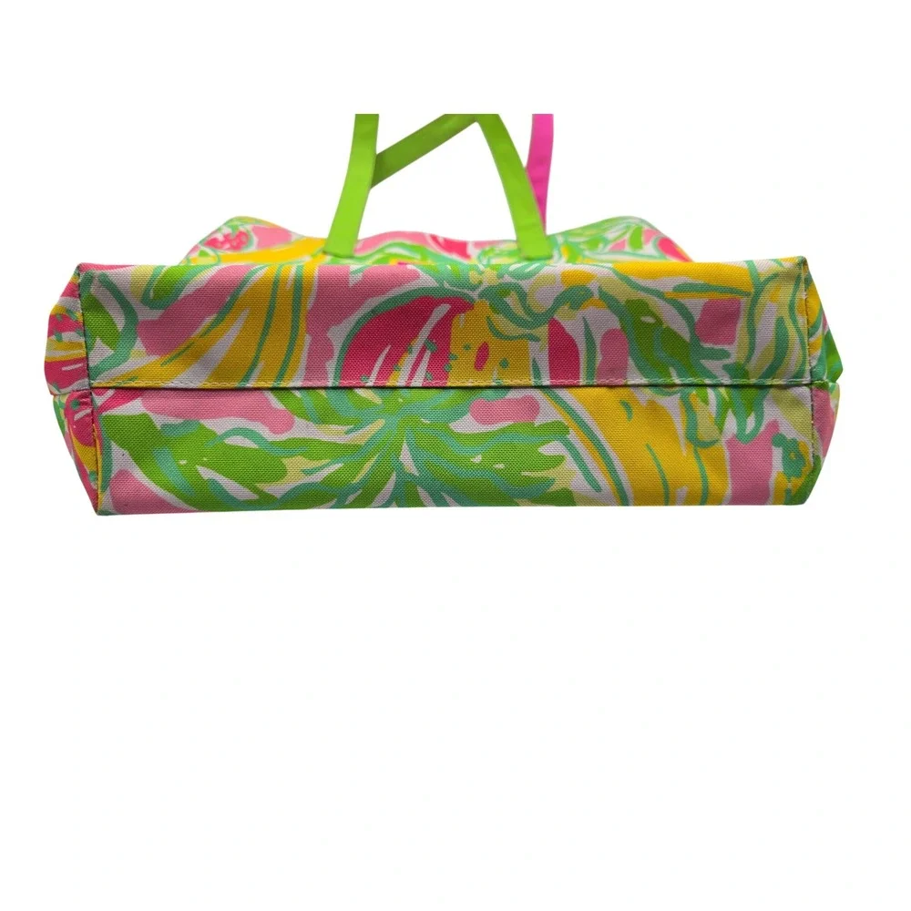 Lilly Pulitzer Estee Lauder Tropical Fruit Canvas Tote Bag Pink Yellow Green